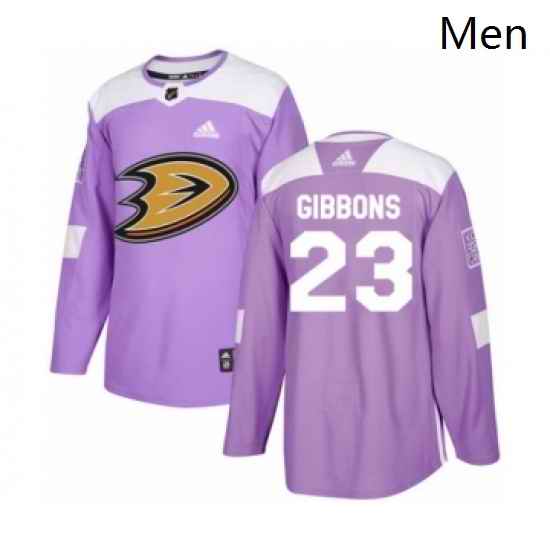 Mens Adidas Anaheim Ducks 23 Brian Gibbons Authentic Purple Fights Cancer Practice NHL Jersey